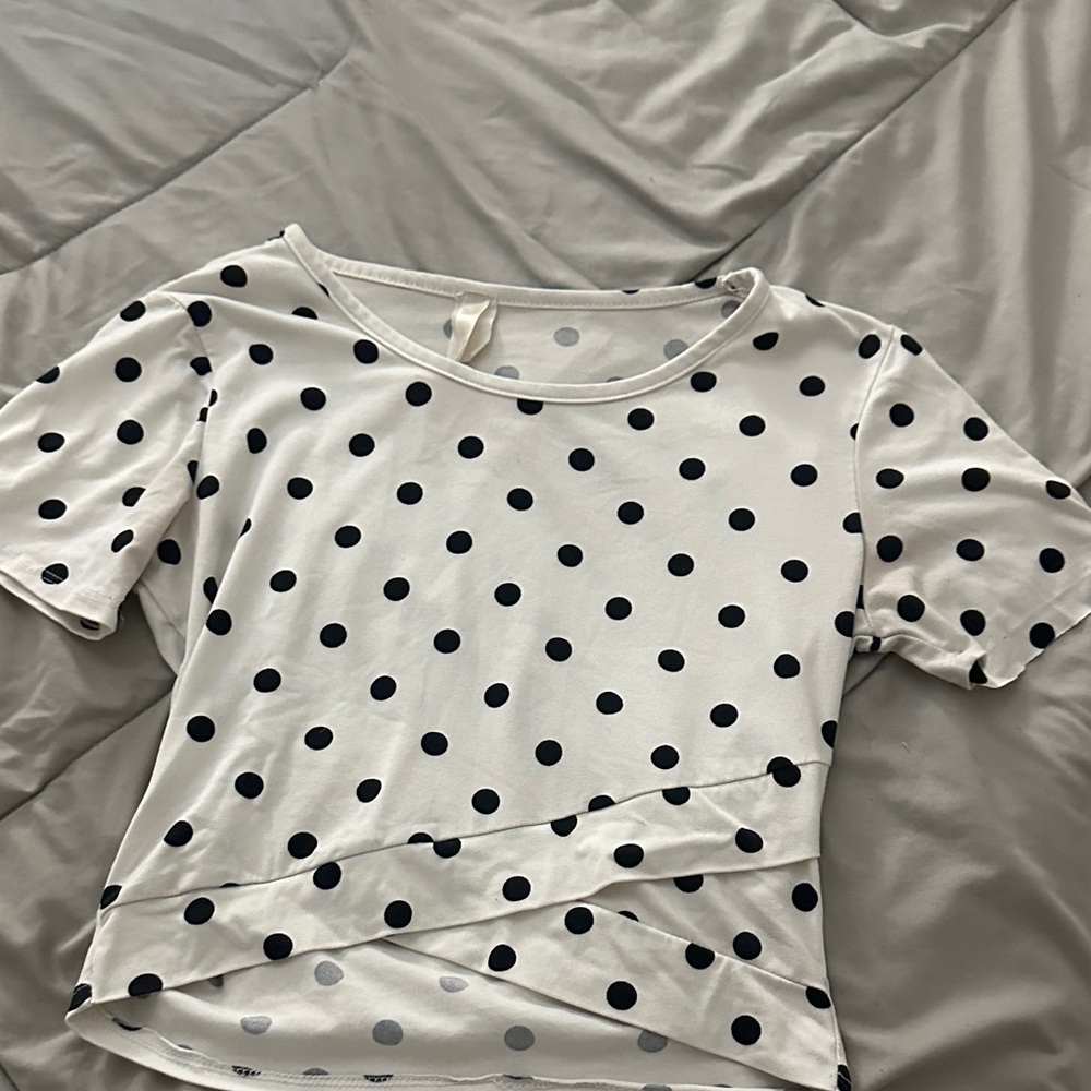 Acacia Swimwear Black Polka Dot Short Sleeve Top